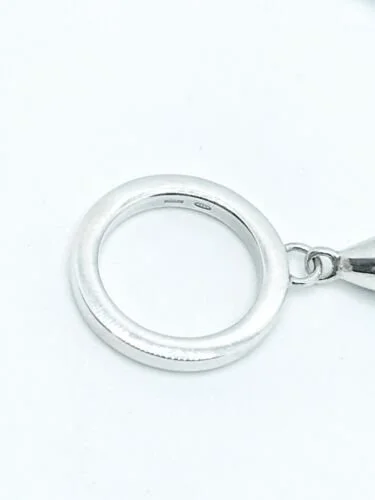 Gucci Sterling Silver Teardrop Charm Ring Size 5.5